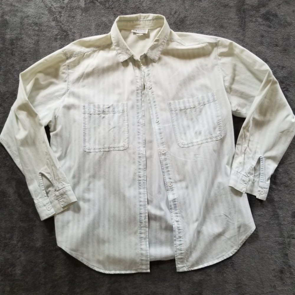 VTG distressed blue striped button up
